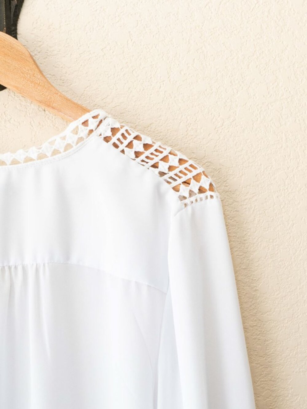 Jessica London Blouse Womens 18 White Lace Trim V Neck Long Sleeve Plus Size - Picture 14 of 16